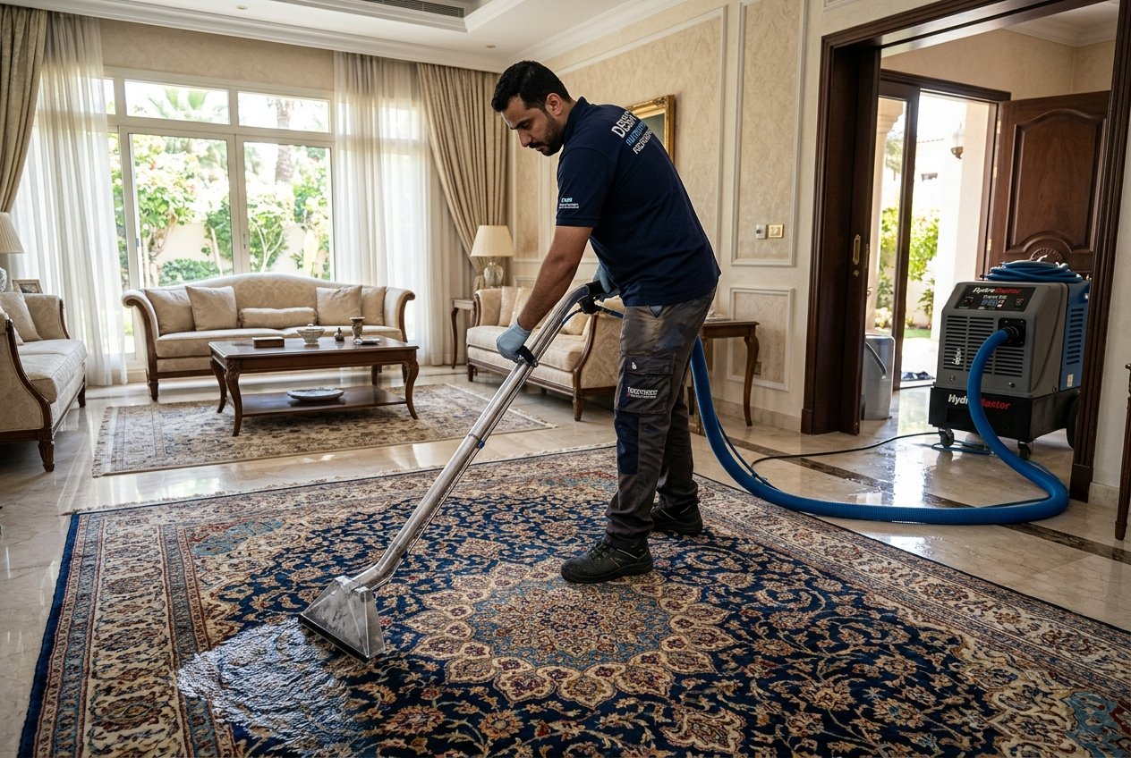 طوارئ سحب مياه وغسيل سجاد الفلل بعد خرير التانكي في الكويت